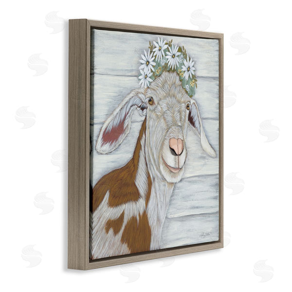 Stupell Industries Ashley Justice | Country Goat Daisy Flower Crown Wall Art