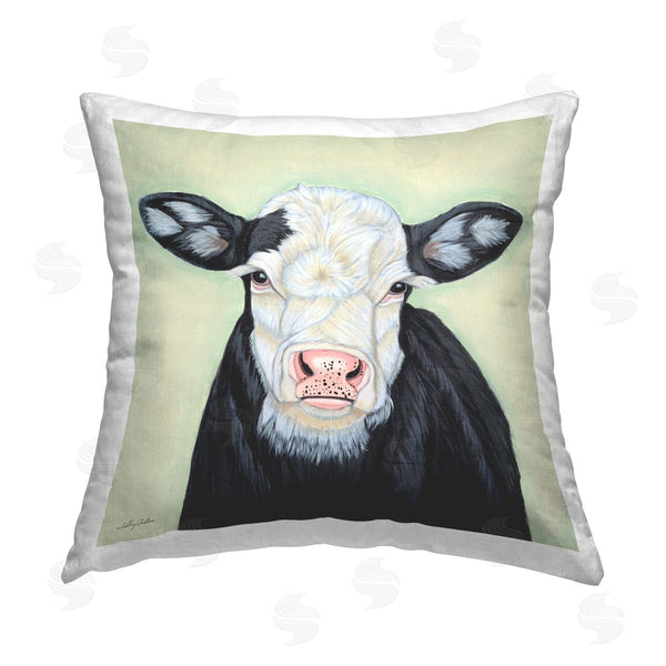 stupell industries Ashley Justice | Cow with Spotted Ears Printed Throw Pillow