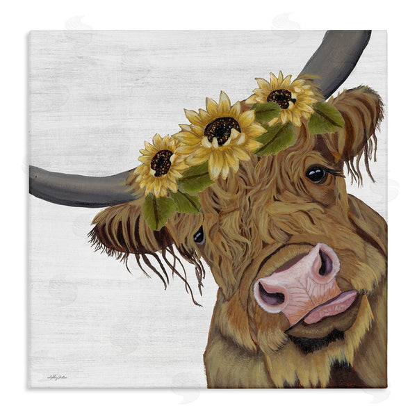 stupell industries Ashley Justice | Cute Highland Cattle Sunflower Crown Wall Art