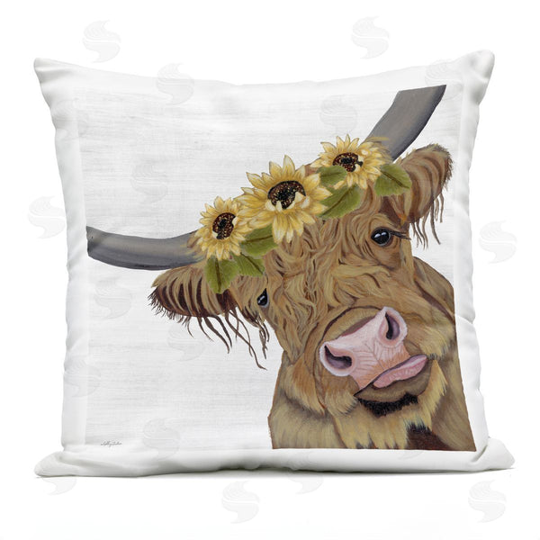 Stupell Industries Ashley Justice | Farm Cattle Sunflower Blooms Printed Throw Pillow