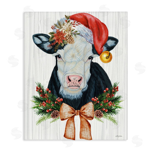 stupell industries Ashley Justice | Festive Cow in Christmas Hat