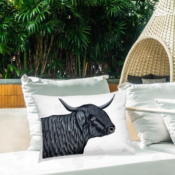 Stupell Industries Ashley Justice | Filmore Black Bull Portrait Printed Throw Pillow