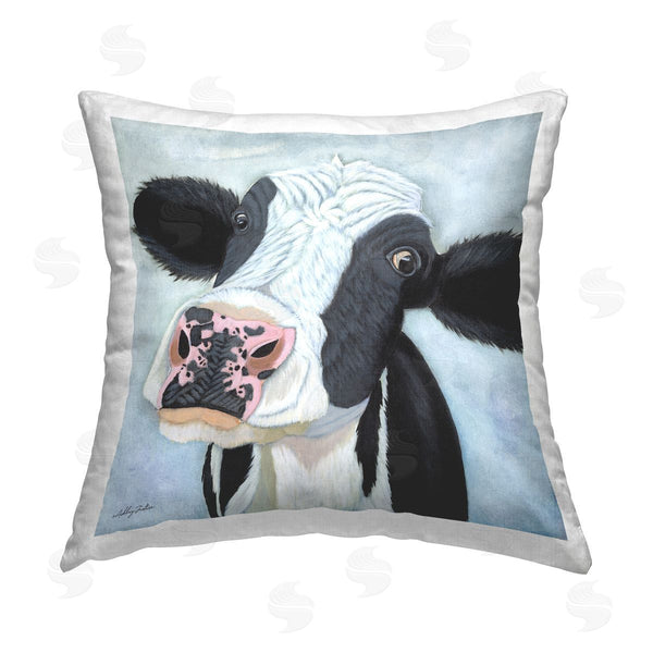 stupell industries Ashley Justice | Funny Cow Gaze Printed Throw Pillow