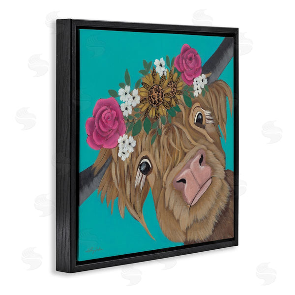 Stupell Industries Ashley Justice | Joyful Cattle With Flower Crown