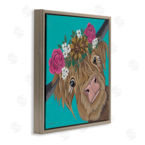 Stupell Industries Ashley Justice | Joyful Cattle With Flower Crown