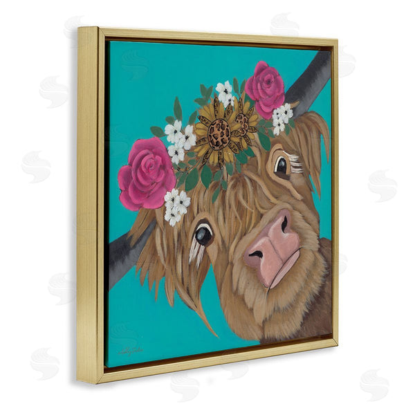 Stupell Industries Ashley Justice | Joyful Cattle With Flower Crown