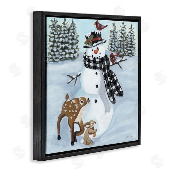 Stupell Industries Ashley Justice | Niveous Snowman Trees Scenery Winter Animals Frolicking Wall Art