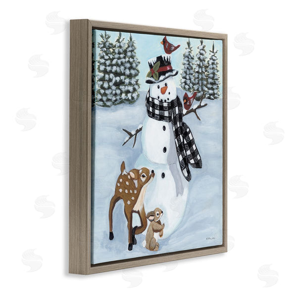 Stupell Industries Ashley Justice | Niveous Snowman Trees Scenery Winter Animals Frolicking Wall Art