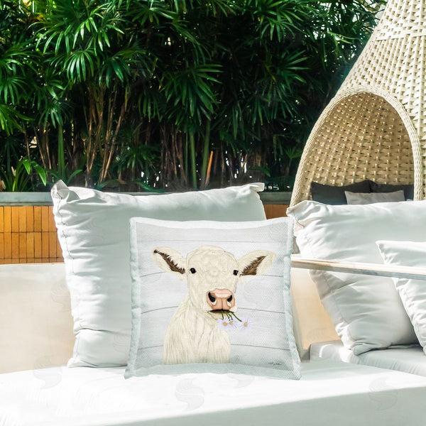 Stupell Industries Ashley Justice | Opal Baby Cow Portrait Printed Throw Pillow