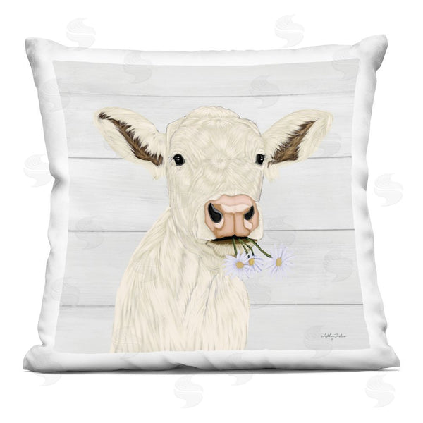 stupell industries Ashley Justice | Opal Baby Cow Portrait Printed Throw Pillow