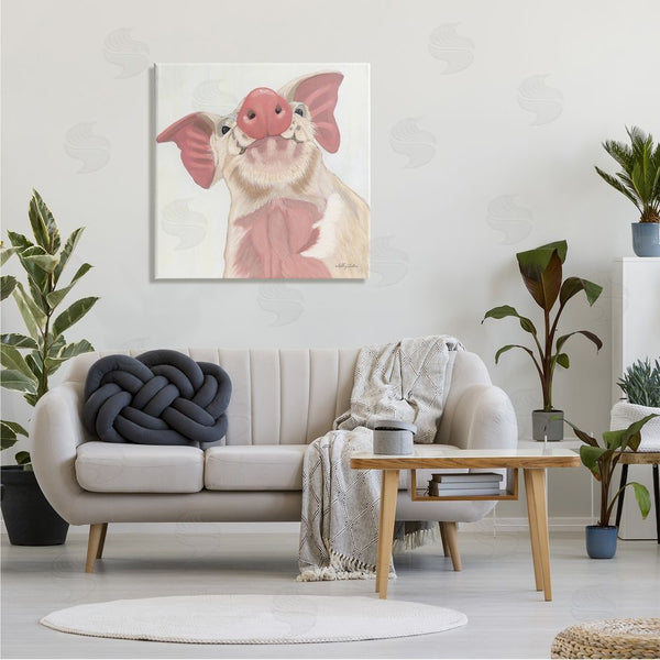 Stupell Industries Ashley Justice | Pink Pig Snout Adorable Farm Hog Painting Wall Art