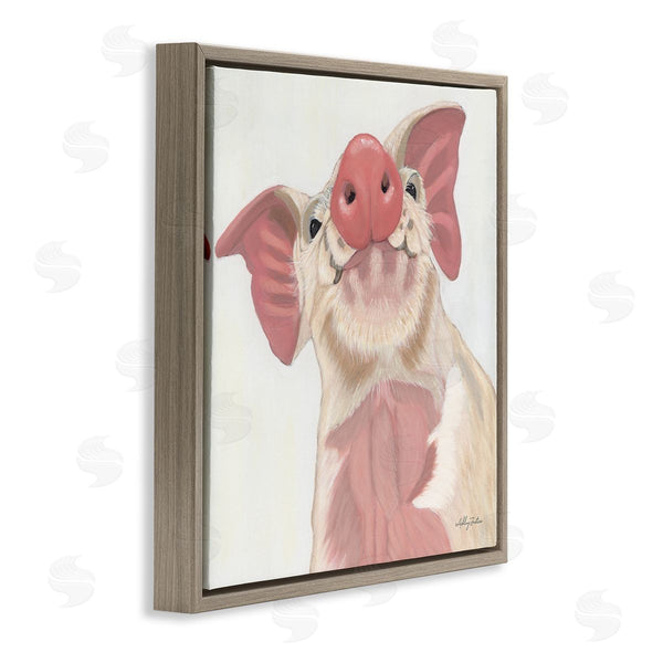 Stupell Industries Ashley Justice | Pink Pig Snout Adorable Farm Hog Painting Wall Art