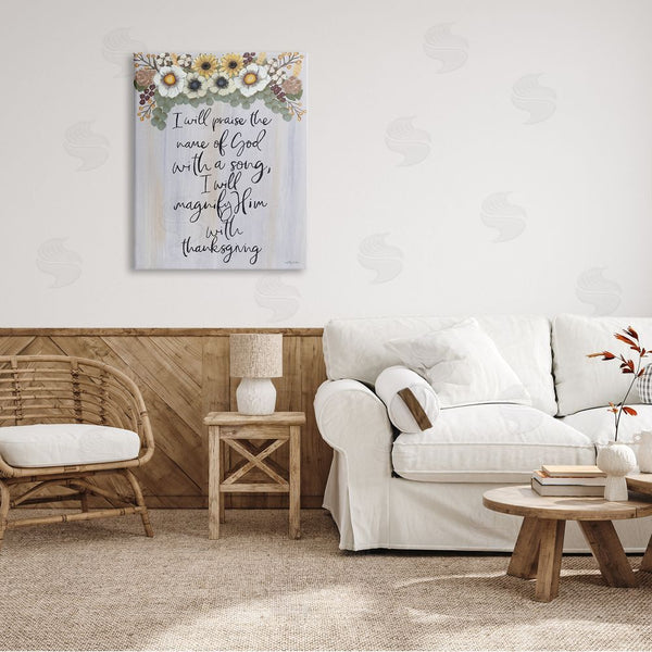 Stupell Industries Ashley Justice | Praise Name Of God Sentiment Autumn Flowers Wall Art