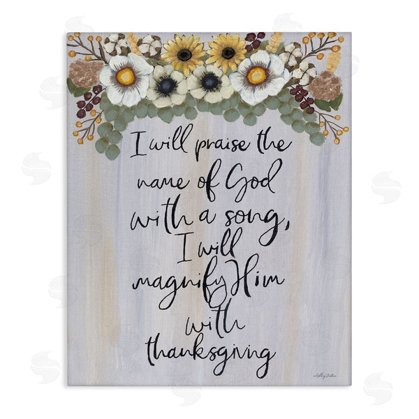 stupell industries Ashley Justice | Praise Name of God Sentiment Autumn Flowers Wall Art