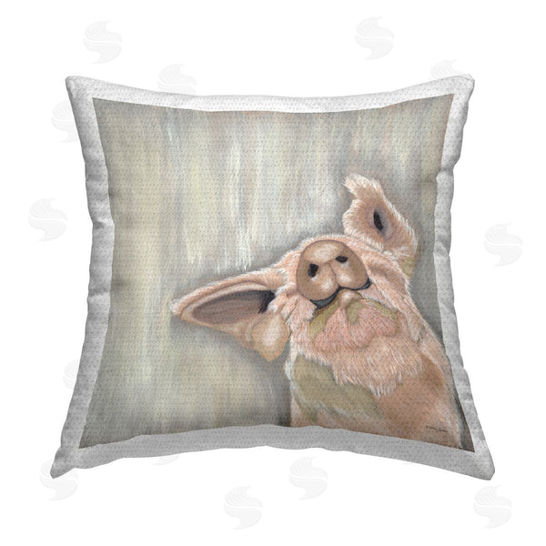 Stupell Industries Ashley Justice | Rustic Pig Looking Up Printed Throw Pillow