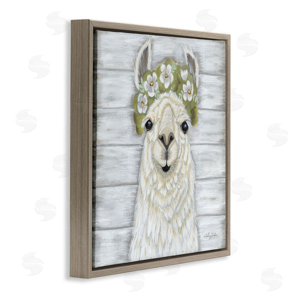 Stupell Industries Ashley Justice | Smiling Llama Country Floral Blooms Wall Art