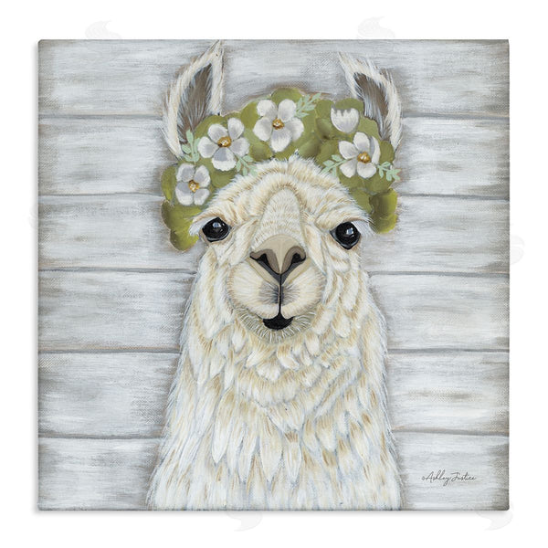 stupell industries Ashley Justice | Smiling Llama Country Floral Blooms Wall Art