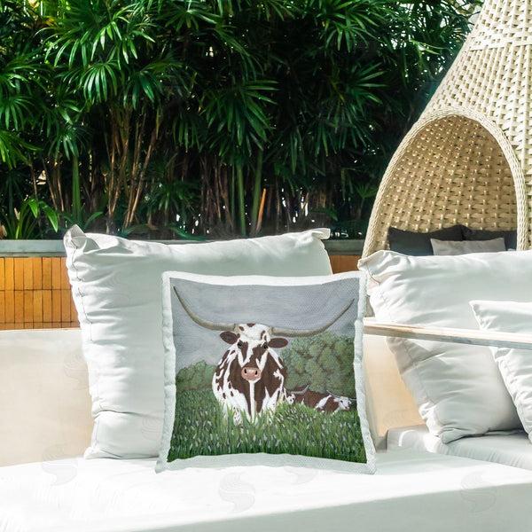 Stupell Industries Ashley Justice | Spotted Longhorn In Nature Printed Throw Pillow