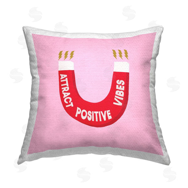 Stupell Industries Ashley Singleton | Attract Positive Vibes Pink Magnet Printed Throw Pillow