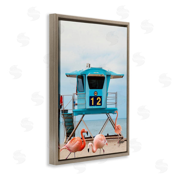 Stupell Industries Ashley Singleton | Beach Shore With Flamingoes