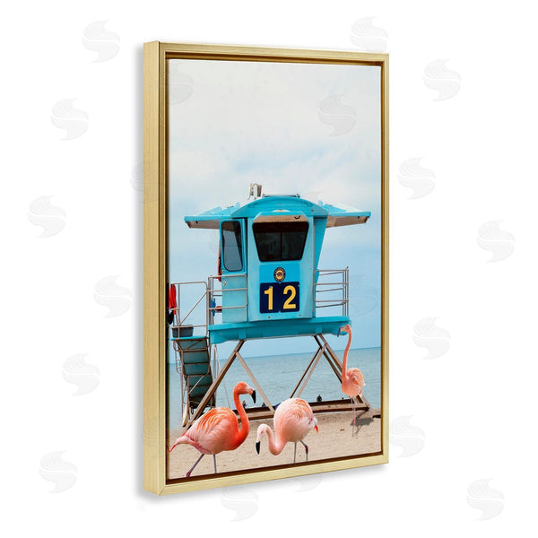 Stupell Industries Ashley Singleton | Beach Shore With Flamingoes