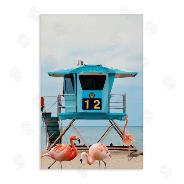 stupell industries Ashley Singleton | Beach Shore with Flamingoes