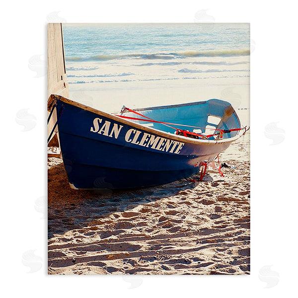stupell industries Ashley Singleton | Blue Boat on Sand Wall Art