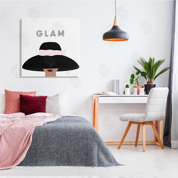 Stupell Industries Ashley Singleton | Glam Text Fashionista Female Black Pink Hat Wall Art