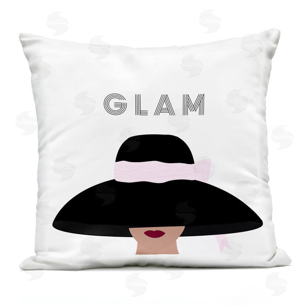 Stupell Industries Ashley Singleton | Glam Text Fashionista Female Bold Sun Hat Printed Throw Pillow