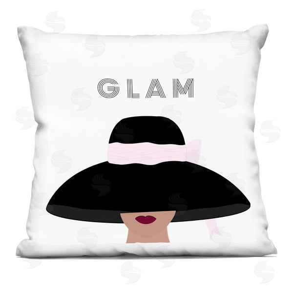 stupell industries Ashley Singleton | Glam Text Fashionista Female Bold Sun Hat Printed Throw Pillow