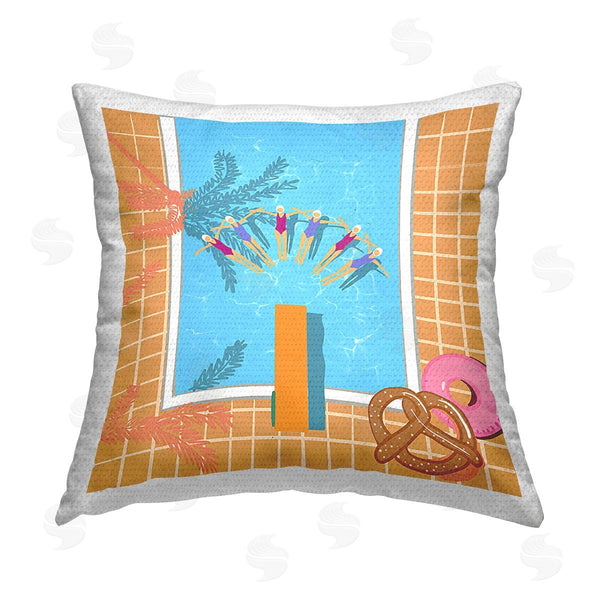 Stupell Industries Ashley Singleton | In Sync Pool Swimmers Printed Throw Pillow