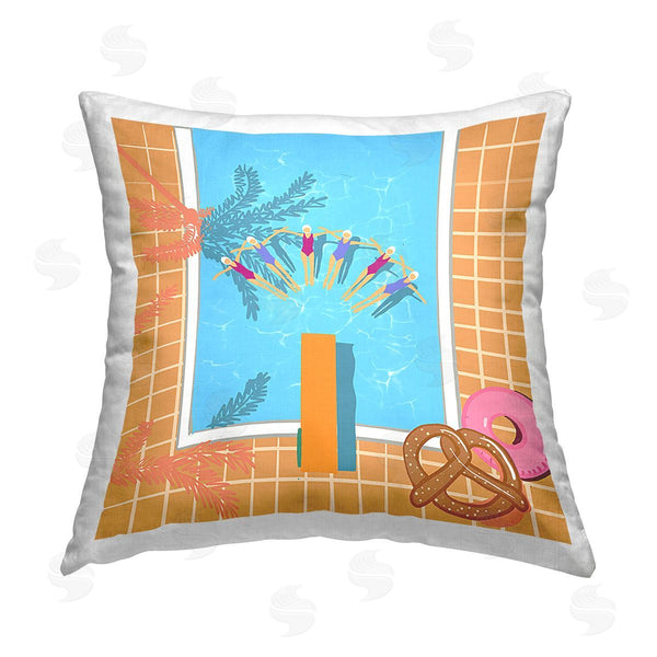 stupell industries Ashley Singleton | In Sync Pool Swimmers Printed Throw Pillow