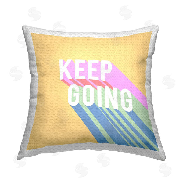 Stupell Industries Ashley Singleton | Keep Going Retro Motivation Printed Throw Pillow