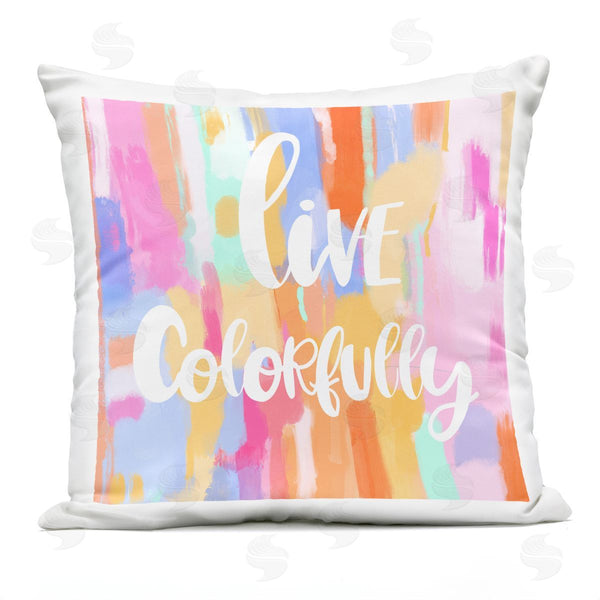 Stupell Industries Ashley Singleton | Live Colorfully Phrase Printed Throw Pillow