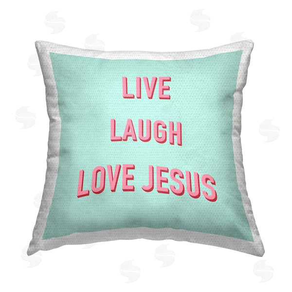 Stupell Industries Ashley Singleton | Live Laugh Love Jesus Printed Throw Pillow