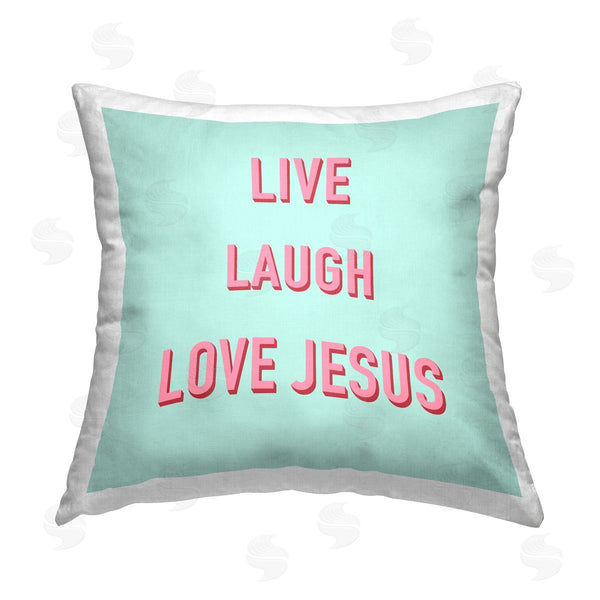 stupell industries Ashley Singleton | Live Laugh Love Jesus Printed Throw Pillow