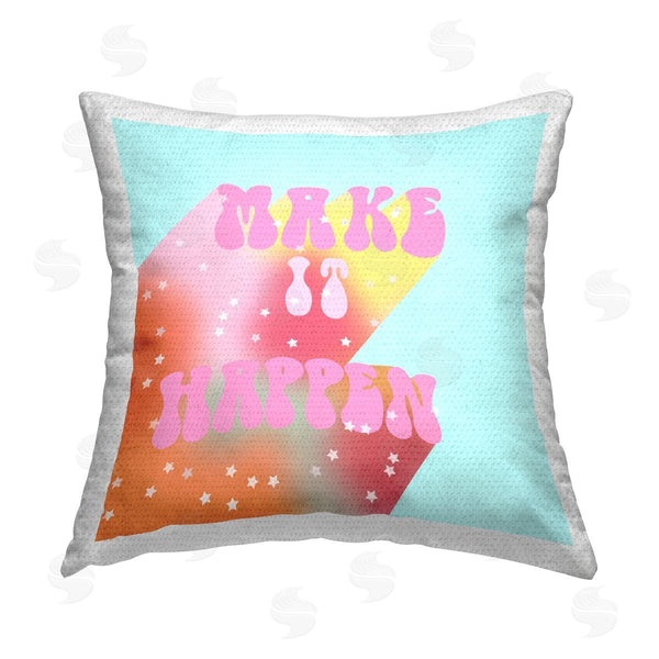 Stupell Industries Ashley Singleton | Make It Happen Retro Starry Phrase Printed Throw Pillow