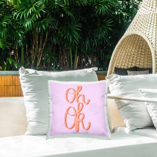 Stupell Industries Ashley Singleton | Oh Ok Script Printed Throw Pillow