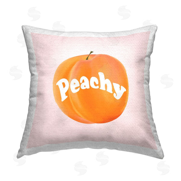Stupell Industries Ashley Singleton | Peachy Fruit Typography Printed Throw Pillow