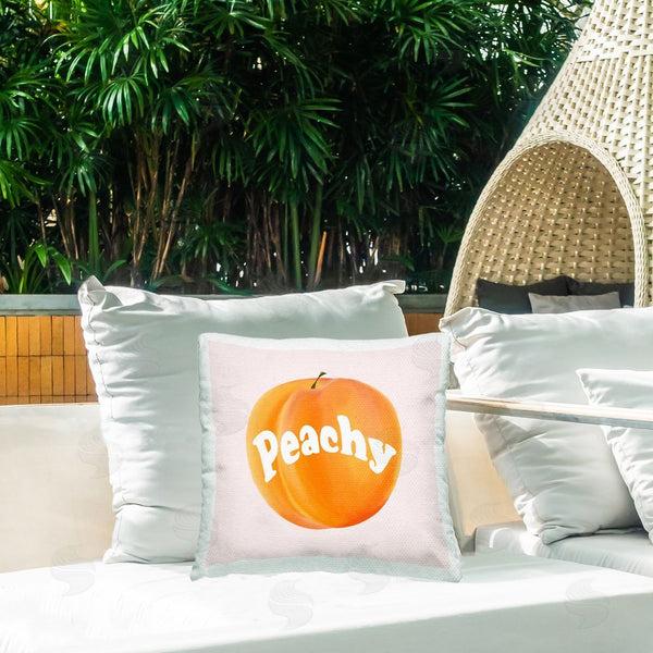 Stupell Industries Ashley Singleton | Peachy Fruit Typography Printed Throw Pillow