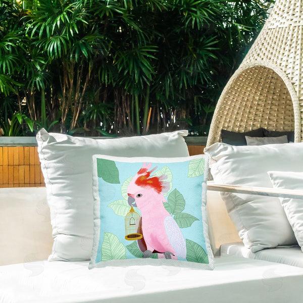 Stupell Industries Ashley Singleton | Pink Cockatoo With Leaves Printed Throw Pillow
