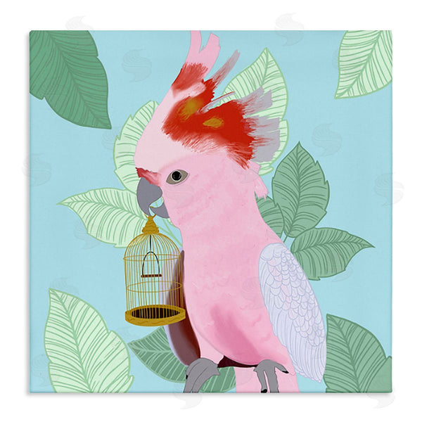 stupell industries Ashley Singleton | Pink Cockatoo with Leaves Wall Art