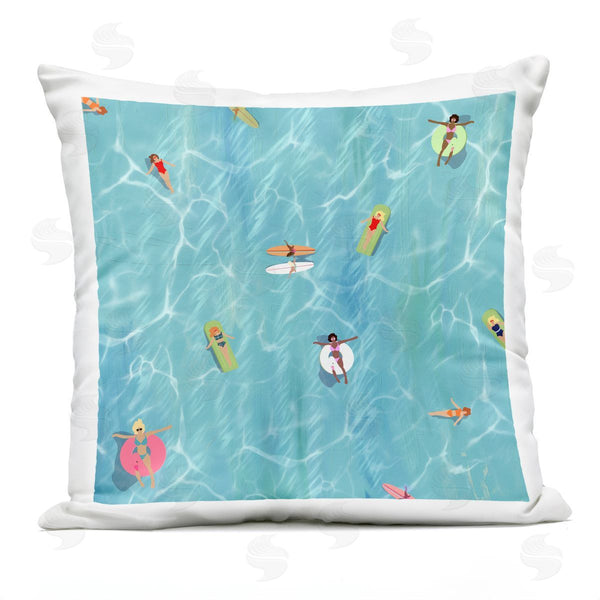 Stupell Industries Ashley Singleton | Relaxing Summer Beach Swimming Printed Throw Pillow