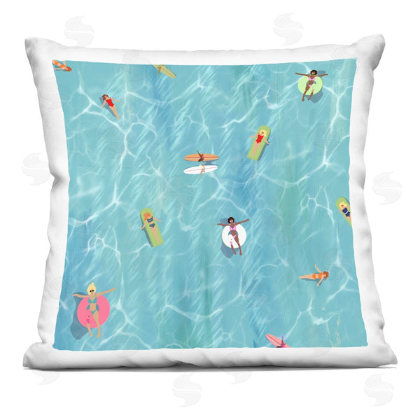 stupell industries Ashley Singleton | Relaxing Summer Beach Swimming Printed Throw Pillow