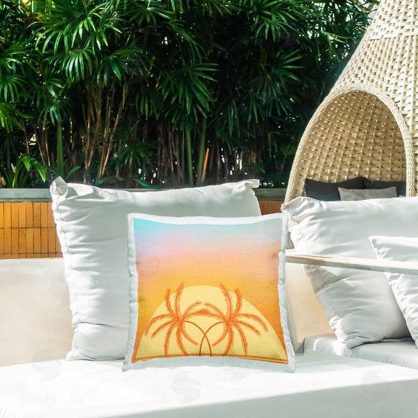 Stupell Industries Ashley Singleton | Retro Sunset Palm Trees Printed Throw Pillow