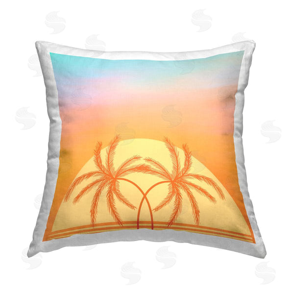 stupell industries Ashley Singleton | Retro Sunset Palm Trees Printed Throw Pillow