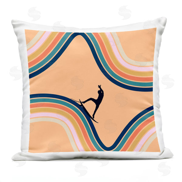 Stupell Industries Ashley Singleton | Retro Surfer Riding Wave Printed Throw Pillow