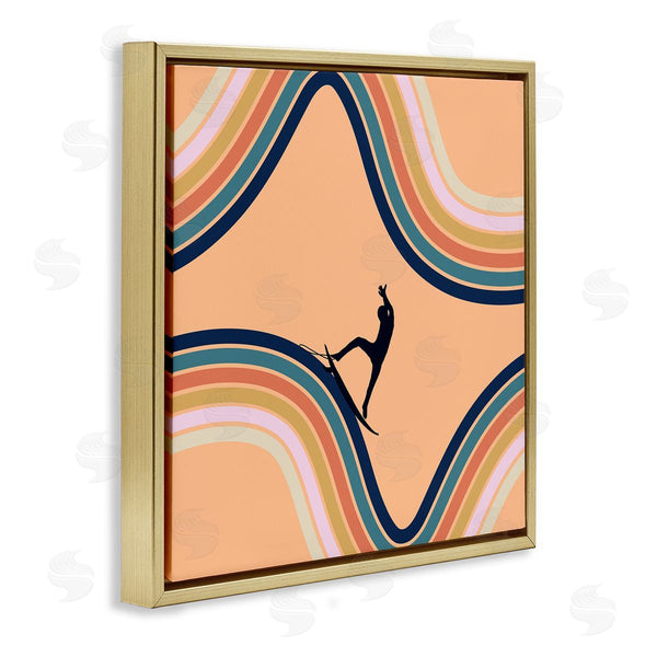 Stupell Industries Ashley Singleton | Retro Surfer Riding Wave Wall Art