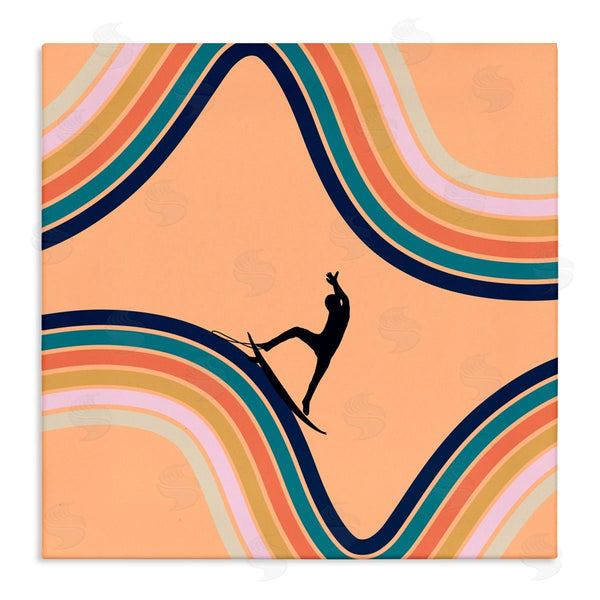 stupell industries Ashley Singleton | Retro Surfer Riding Wave Wall Art