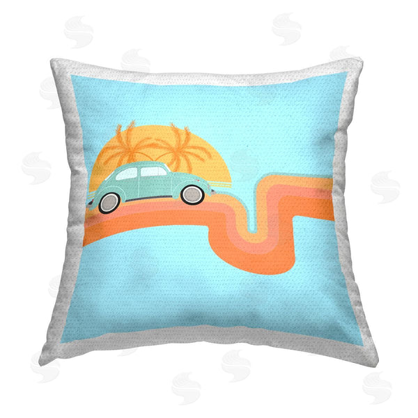 Stupell Industries Ashley Singleton | Retro Tropical Cruisin' Printed Throw Pillow